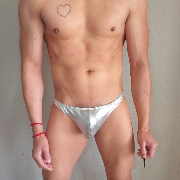 Silver Low-Rise THONG  Thin Waistband - Picture 1 of 3